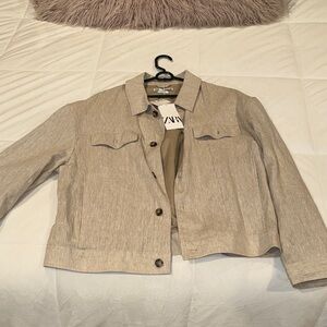 Zara Beige Linen  Jacket front buttons size xL NwT
